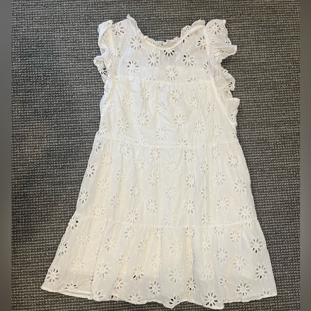 Impeccable pig white mini eyelet dress, sleeveless